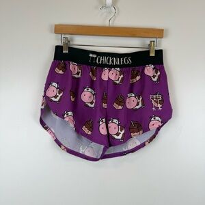 CHICKNLEGS Men's Choccy Cows 2" Split Shorts Size Medium Purple